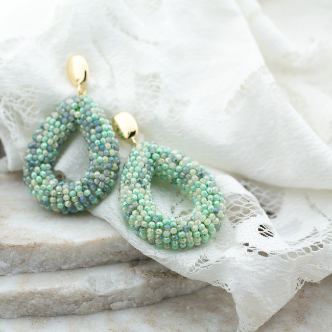 Day & Eve  Mint groene Druppel oorbellen