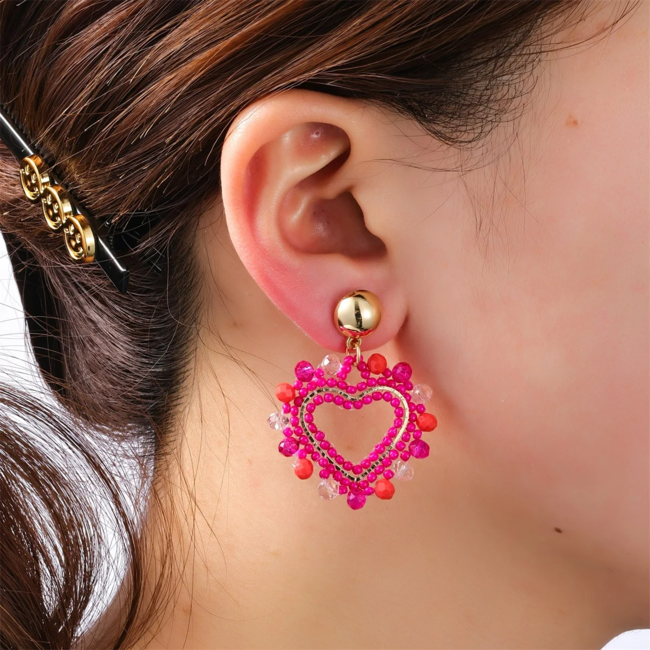 Day & Eve by Go Dutch Label Roze, witte of blauwe hart kralen oorbellen