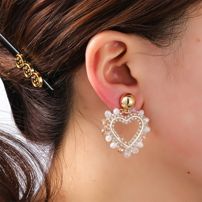 Day & Eve  Roze, witte of blauwe hart kralen oorbellen