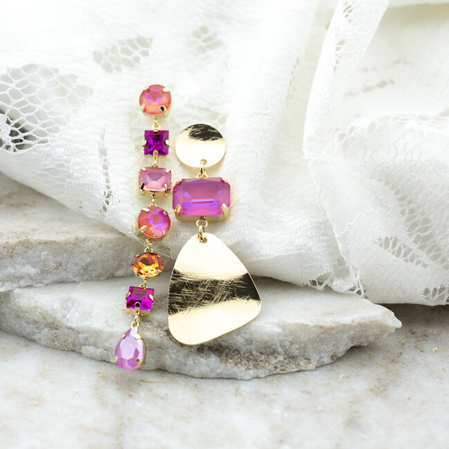 Roze stenen opvallende statement pieces oorbellen