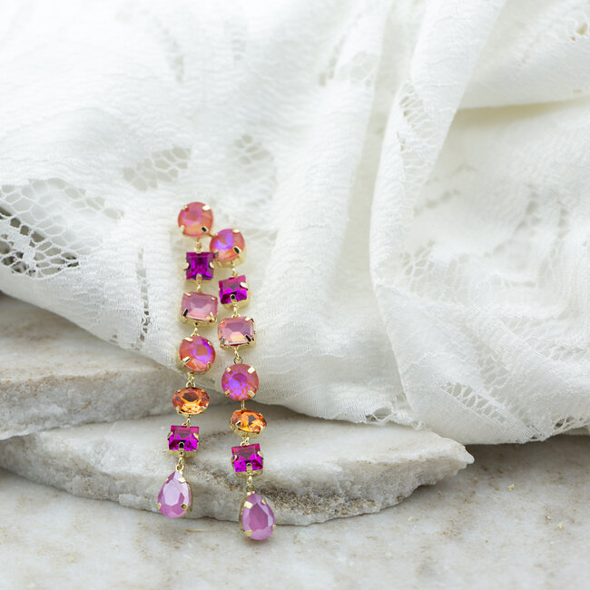 Roze stenen opvallende statement pieces oorbellen
