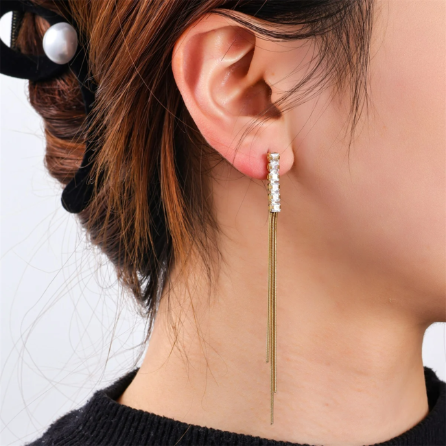 Day & Eve  Chique crystal strass lange oorbellen