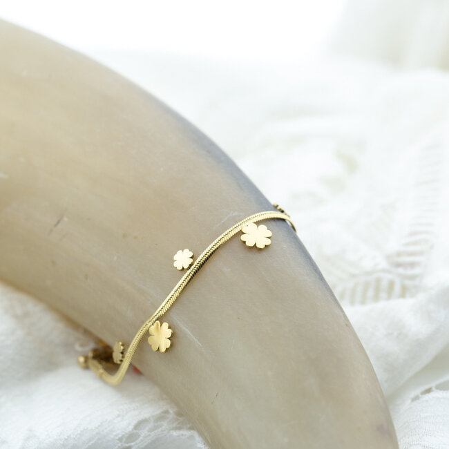 Day & Eve  Goud armband met klavers