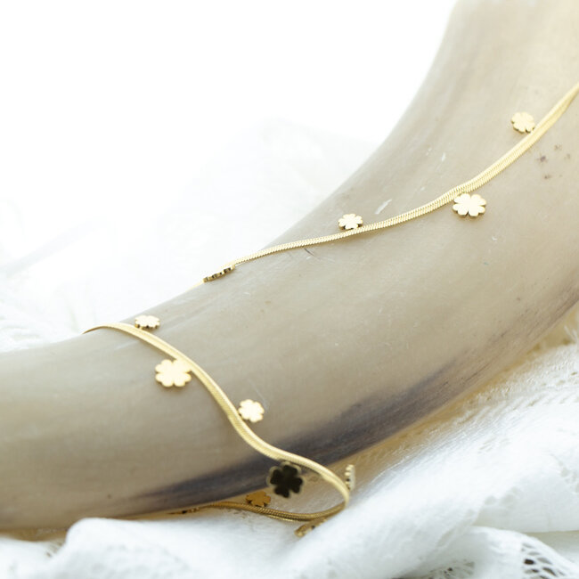 Day & Eve  Goud armband met klavers