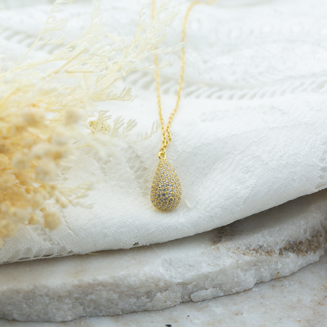 KARMA Goldplated teardrop ketting