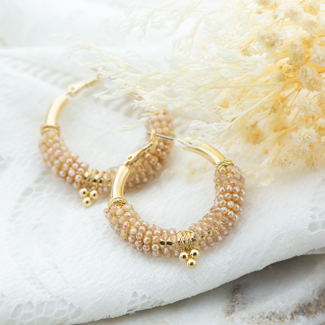 Bruine crystal creool oorbellen
