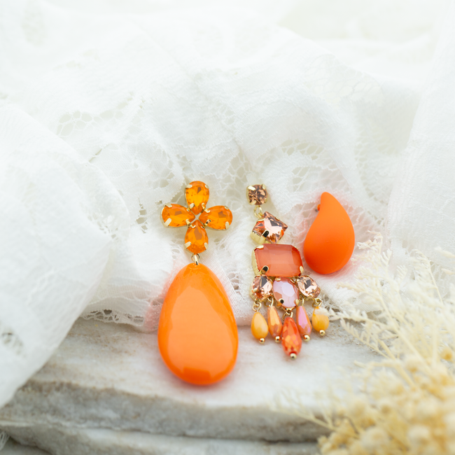 Biba Bohemian ibiza oranje zonsondergang oorbellen