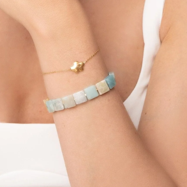 Amazoniet vierkante steen armband