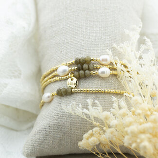 Biba Armband labradoriet en parels