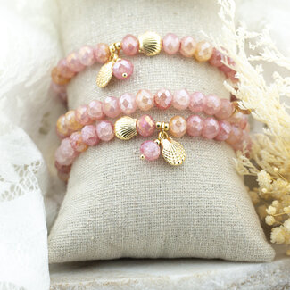 Biba Roze armband met schelp