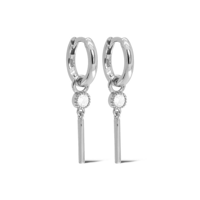 KARMA Echt zilver zirconia oorbellen sparkle staafje