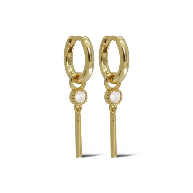 KARMA Goldplated zirconia  oorbellen sparkle staafje