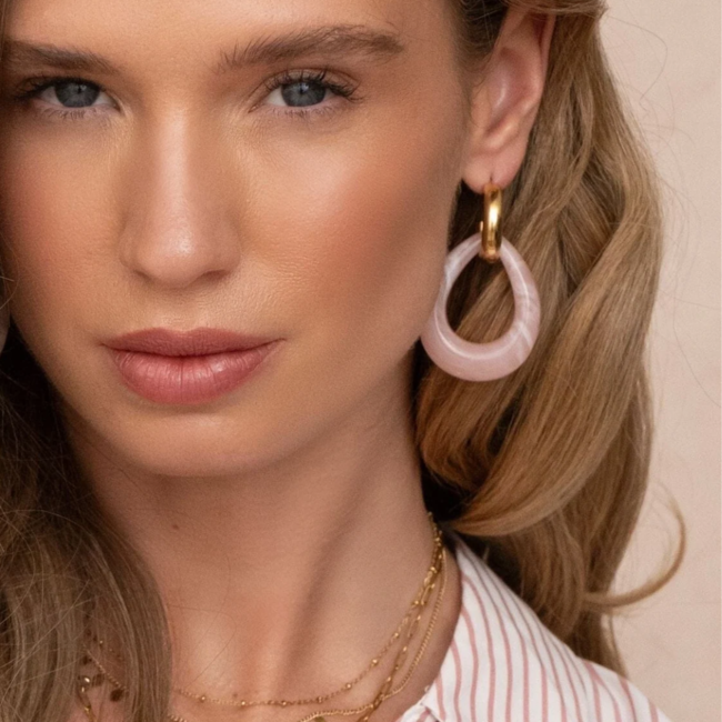 Bohm Paris Grote zachtroze druppel oorbellen