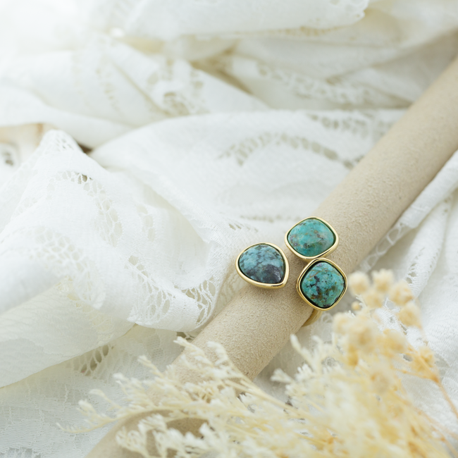 Opvallende Afrikaanse turquoise groene stenen ring
