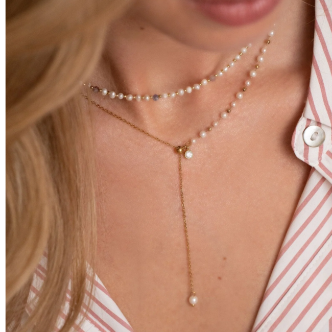 Goud ketting met  parels