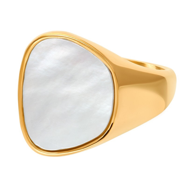 IXXXI Island Life goud ring met witte steen of glitters