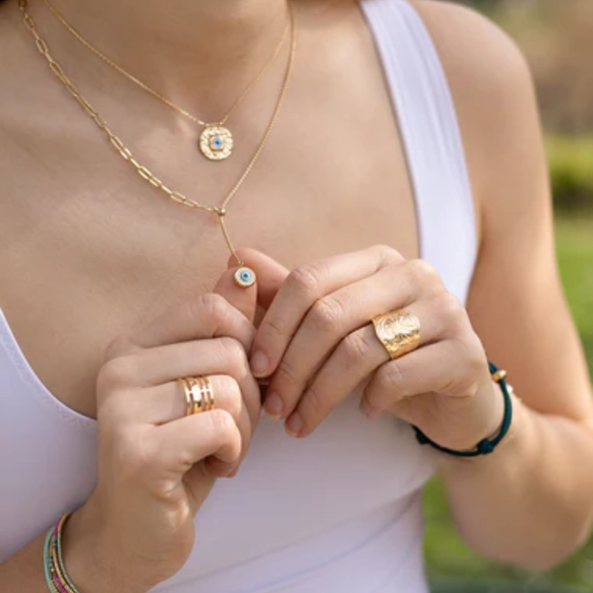 ZAG  Bijoux Blauw Wit Oog Bedel Ketting