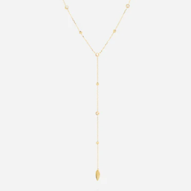 ZAG  Bijoux Goud ketting met zirconia steentjes en blaadje
