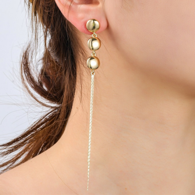 Day & Eve  Lange oorbellen goud met chain kettinkjes