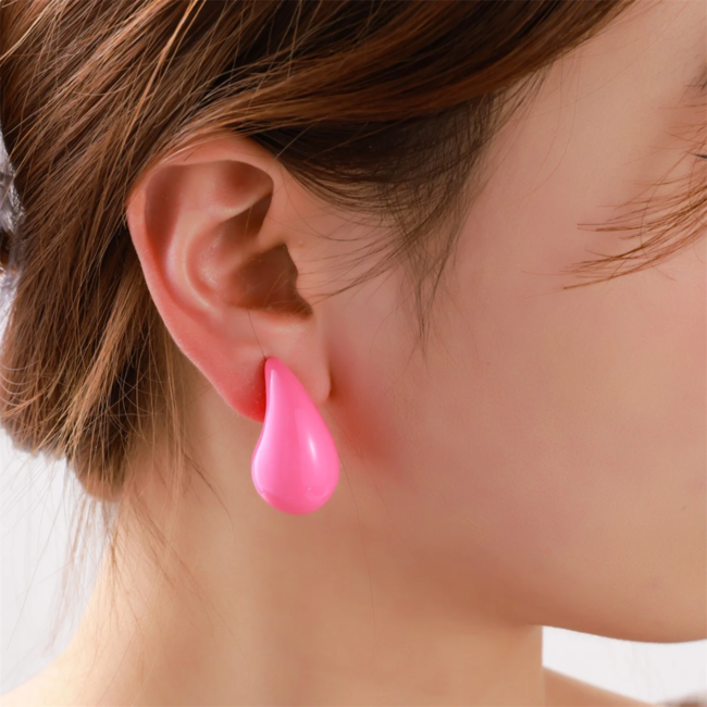 Day & Eve  Gekleurde roze , lila en witte teardrop oorbellen