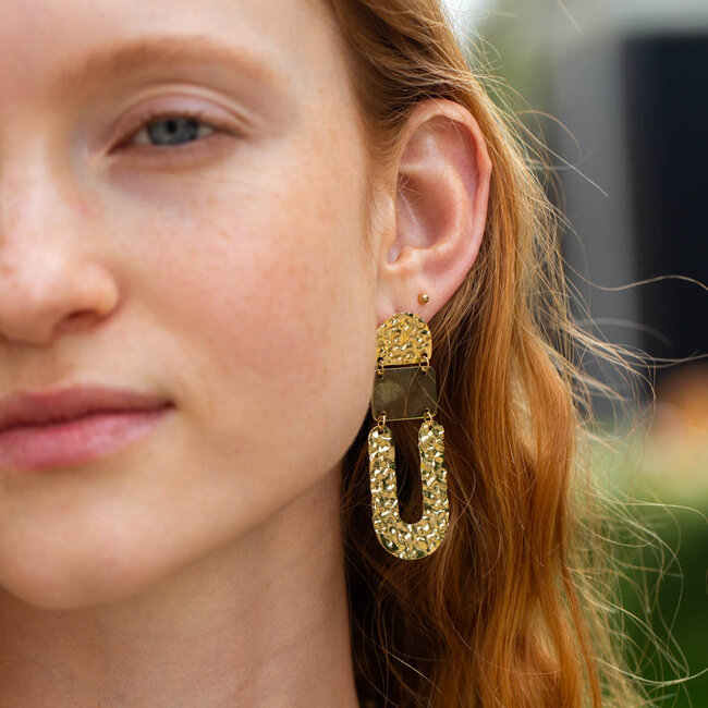 Day & Eve  Geometrische oorbellen met retro vorm