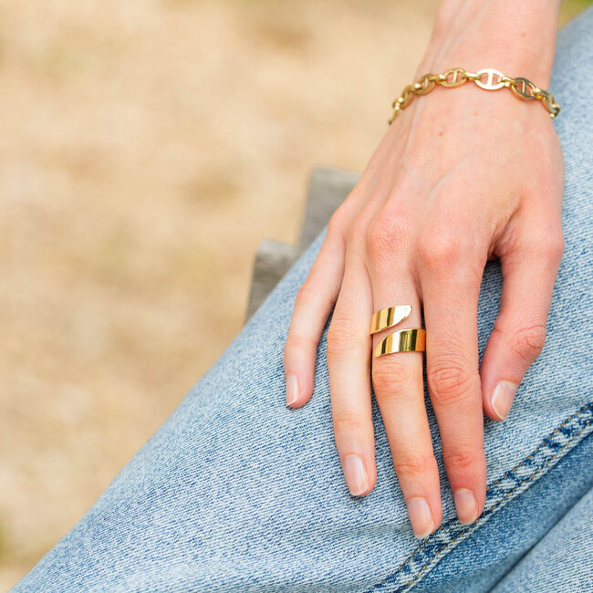Stijlvolle stainless steel gouden ring