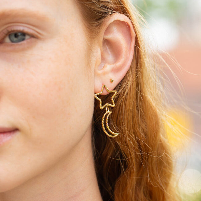 Day & Eve by Go Dutch Label Stralen met de maan en ster oorbellen
