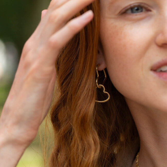 Day & Eve by Go Dutch Label Goud creool dubbele hart oorbellen