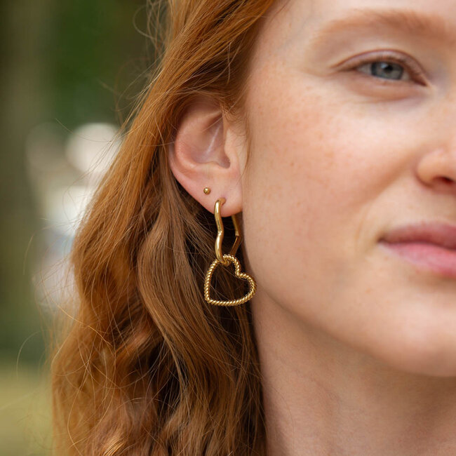 Day & Eve by Go Dutch Label Goud creool dubbele hart oorbellen