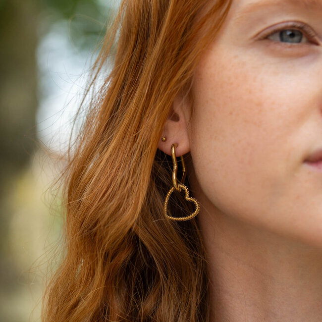 Day & Eve by Go Dutch Label Goud creool dubbele hart oorbellen