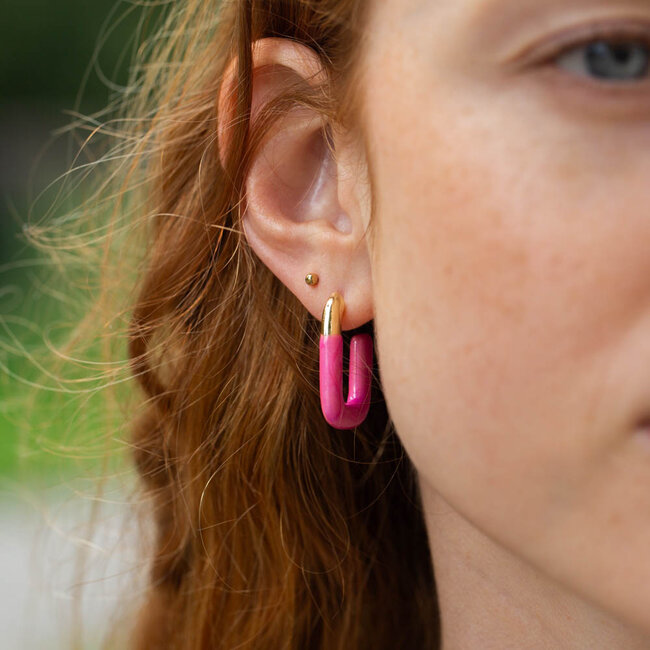 Day & Eve  Goudkleurige Oorbellen met een Roze Vibe