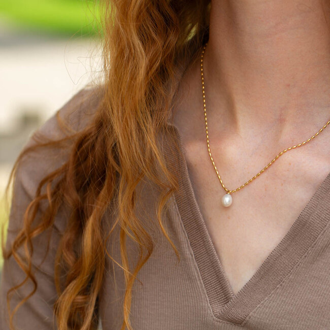 Beadle Goudkleurige ketting met parel