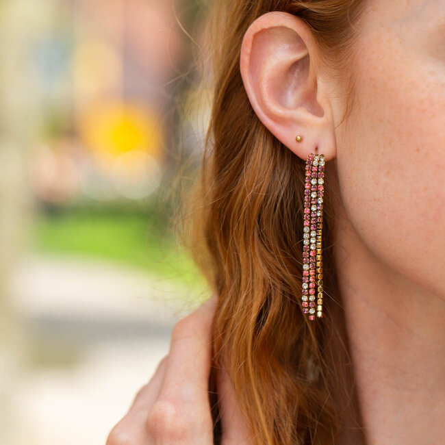 Day & Eve by Go Dutch Label Sparkle oorbellen met roze mix glitter steentjes