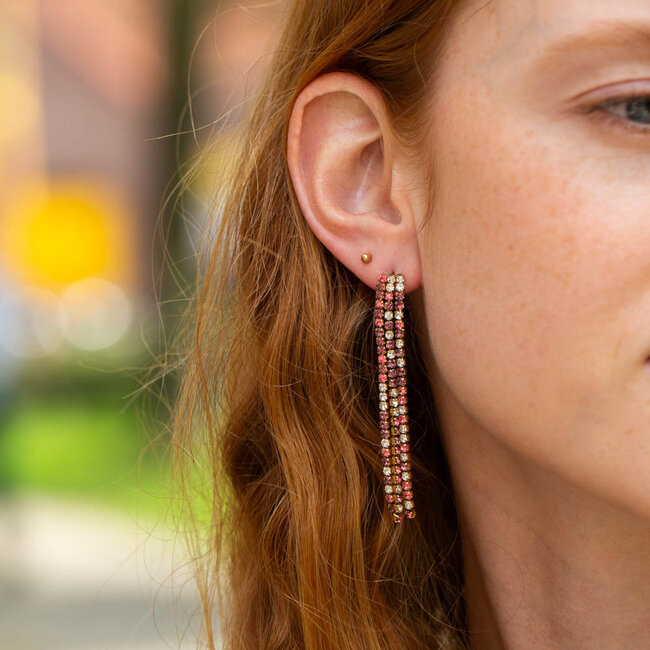 Day & Eve by Go Dutch Label Sparkle oorbellen met roze mix glitter steentjes