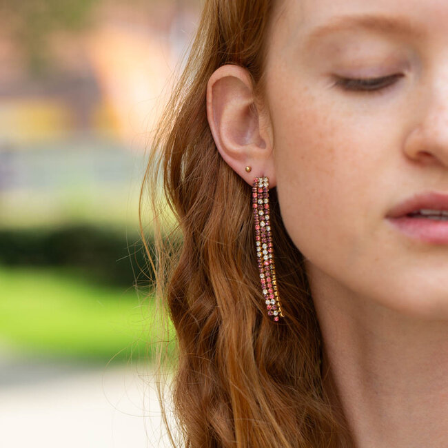 Day & Eve by Go Dutch Label Sparkle oorbellen met roze mix glitter steentjes