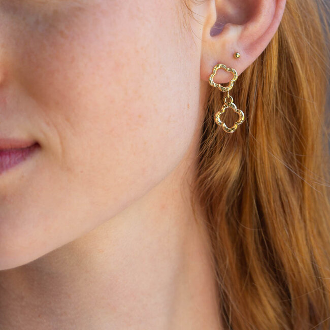 Day & Eve  Dubbele klaver oorbellen