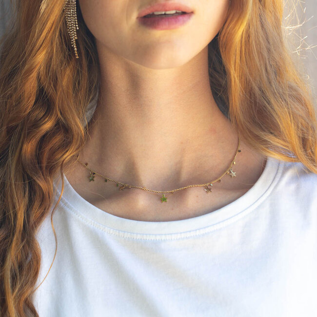 Day & Eve by Go Dutch Label Goud  ketting met sterren en muntjes