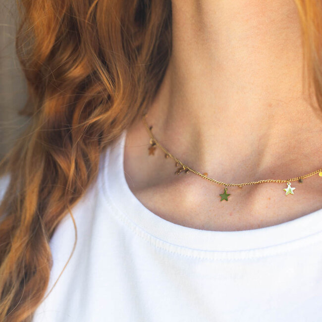 Day & Eve by Go Dutch Label Goud  ketting met sterren en muntjes