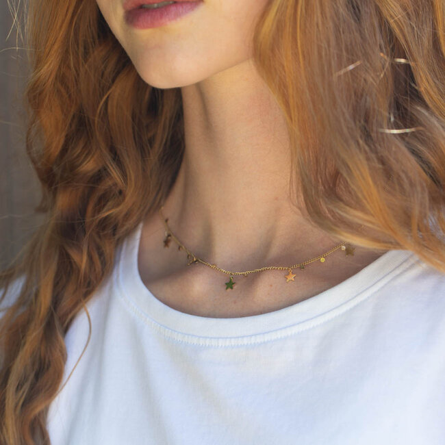 Day & Eve by Go Dutch Label Goud  ketting met sterren en muntjes