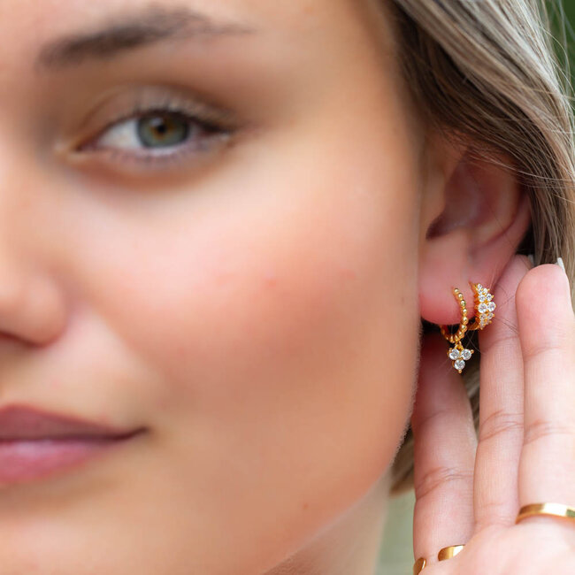 KARMA Goldplated zirconia  combi oorbellen
