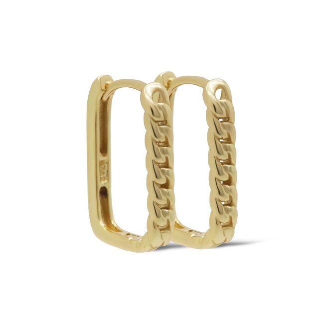 KARMA Goud rechthoek  oorbellen schakels of lijnen