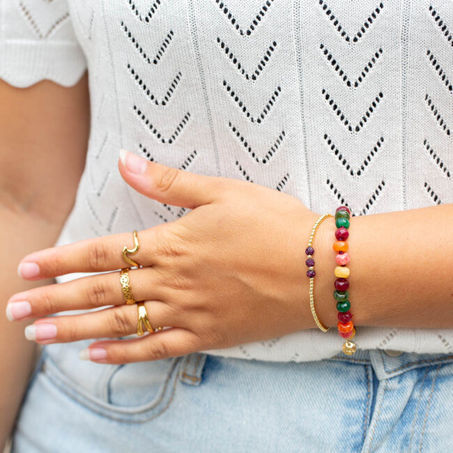 Natuursteen rondellen of goud bolletjes armband