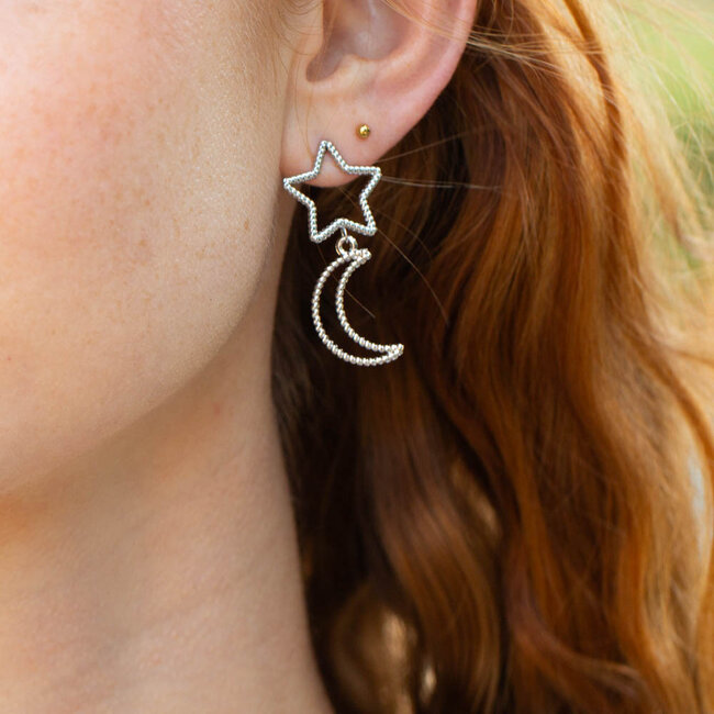 Day & Eve  Stralen met de maan en ster oorbellen