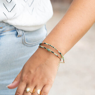 Biba Groen bruine minimal armband