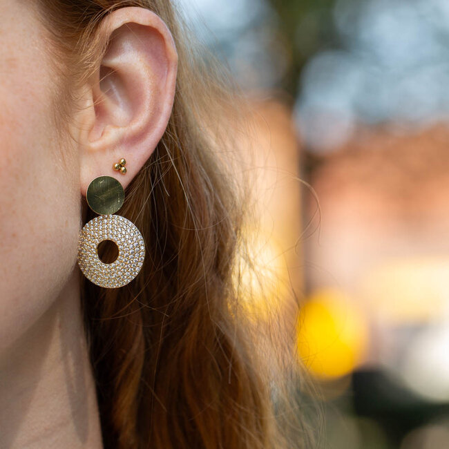 Biba Trendy Gouden Glitter open ronde Oorbellen