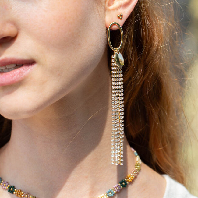 Perfecte party glitter lange oorbellen