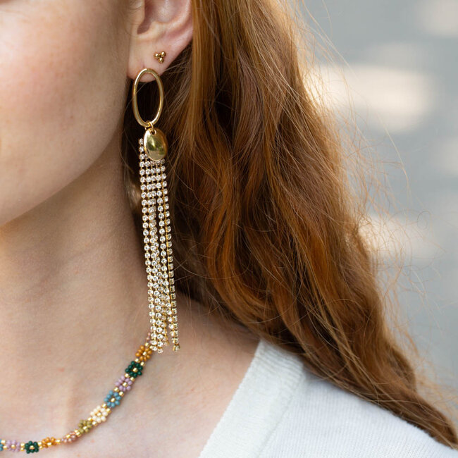 Biba Perfecte party glitter lange oorbellen