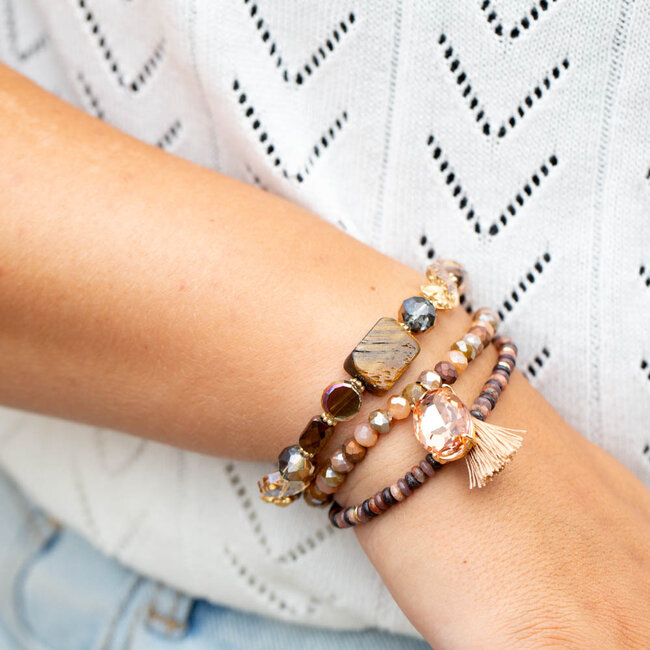 Biba Bruine natuursteen armbandjes