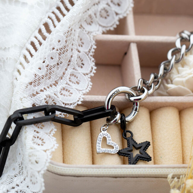 IXXXI Connect zwarte schakels, bedels en sluiting