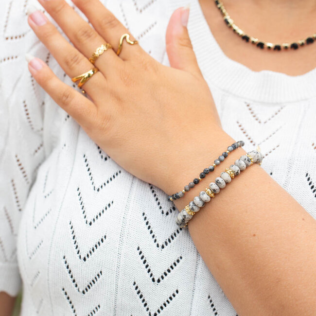Biba Jasper of labradoriet grijze natuursteen armbanden